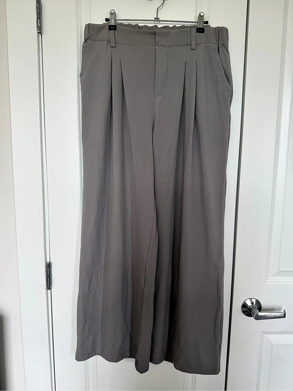 Halara Flex High Waisted Pocket Wide Leg Waffle Work Pants Gray Large